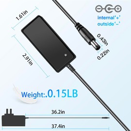 Universal 15V 1A DC Power Supply Cord 100-240V AC to DC 15Volt 1Amp 15W AC Adapter Charger Conveter for Peak 450mA 500mA 800mA 1000mA Power Transformer with 5.5mm x 2.5mm/2.1mm Output Plug