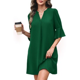 RUMIA Womens Summer Dresses Wedding Guest Dress V Neck DarkGreen XL