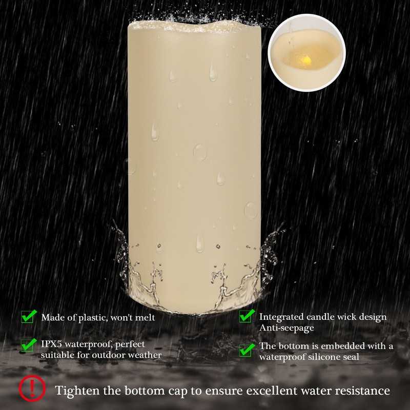 7LinRay 6" x 12" Extra Large Waterproof Outdoor Flameless Candle