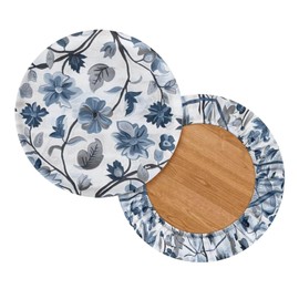 Wiryuouvt Blue Flower Padded Stool Covers - Round Barstool Seat Cushions