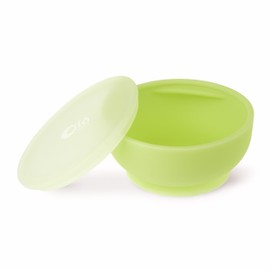 Olababy 100% Silicone Suction Bowl with Lid for Independent Feeding | First Stage Self Feeding Essential for Toddlers and Kids| Baby Led Weaning Snack Feeder | Food Container and Storage | (Kiwi)