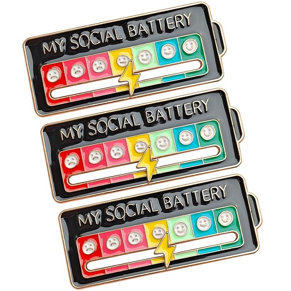 3PCS Social Mood Pins, Social Mood Enamel Pins - Humorous