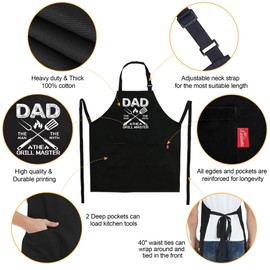 Kaidouma Grill Aprons for Men Dad - Mens Funny Chef Cooking Grilling BBQ Apron with 2 Pockets - Birthday Father's Day Christmas Gifts for Dad, Step Dad, Father in Law
