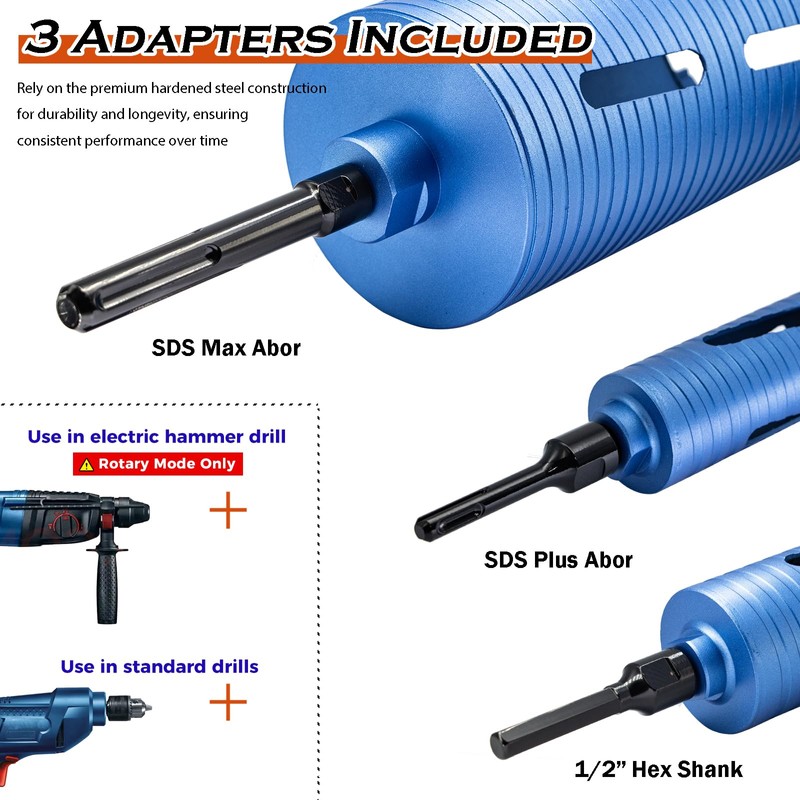 DaduoRi 1" Dry Core Drill Bit, 5/8"-11 Thread, with 3