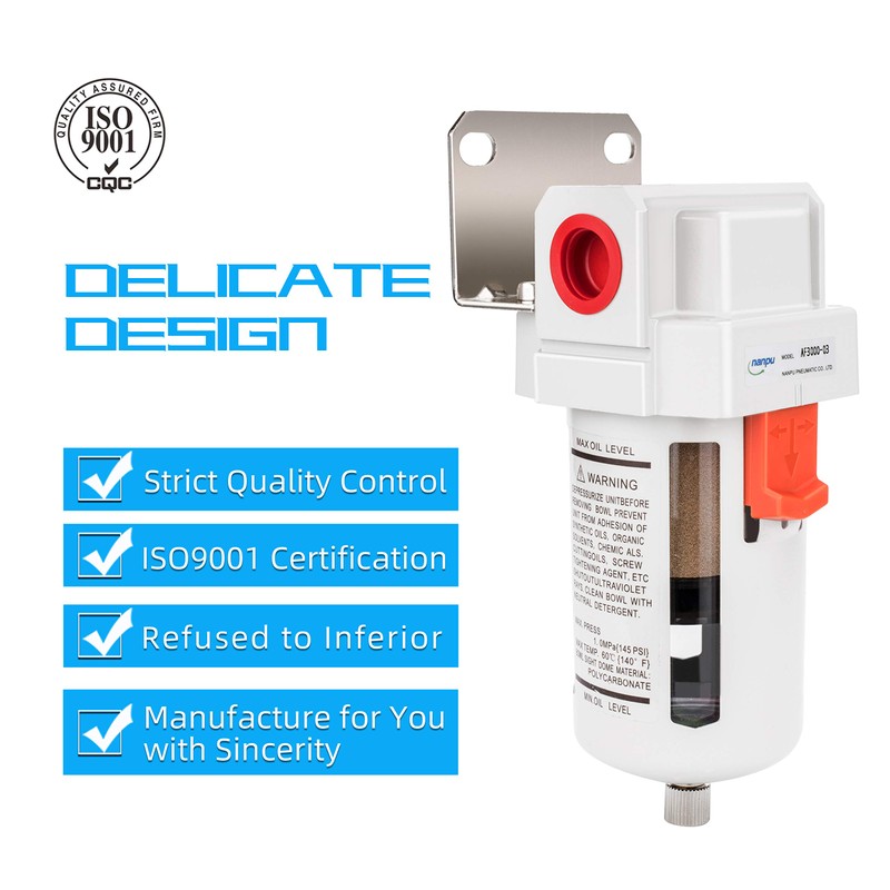 NANPU 3/8" BSP Compressed Air Line Filter, 5 Micron Brass