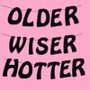 Older Wiser Hotter Banner Glitter Fun Birthday Party Decorations Happy