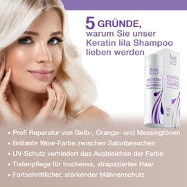 Vitamins Silver Shampoo for Blonde Hair - Keratin Anti Yellow Tone Shampoo for Bleached Hair - Purple Hair Dye Hair Care Silver Shampoo for Grey Hair Colour