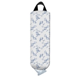 AYBELWG Plastic Bag Holder, Wall Mount Grocery Bag Organizer, Funny Hanging Trash Storage Dispenser for Home Kitchen Cute Blue Floral