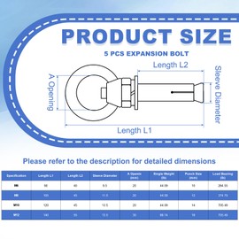 PATIKIL M6x60mm Concrete Eye Bolt, 5 Pcs 304 Stainless Steel Expansion Lifting Bolts Fastener Eye Ring Anchors Screw for Ceiling Concrete Wall Brick Masonry, Silver