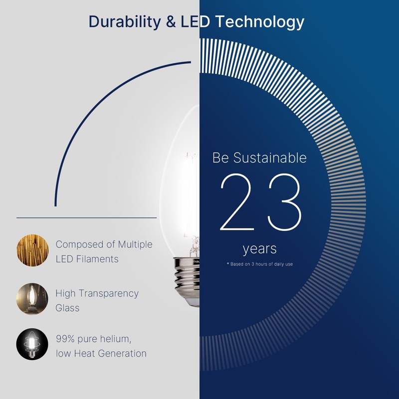 FLSNT B11 E26 LED Chandelier Light Bulbs, 60W Equivalent, 5000K