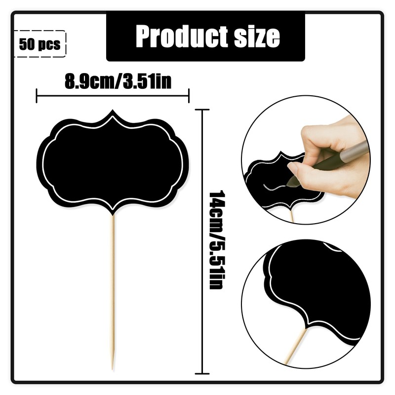 HAIKING Mini Food Flags, 50 PCS Black Buffet Food Labels