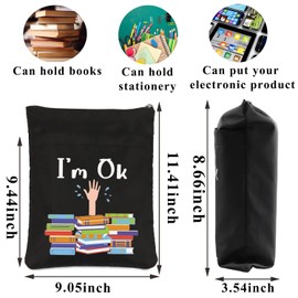 PLITI Funny Book Lover Bookcase Library Gift Reader Gift Book Theme Book Protector for Reading Lovers (I'm Ok BSblU)