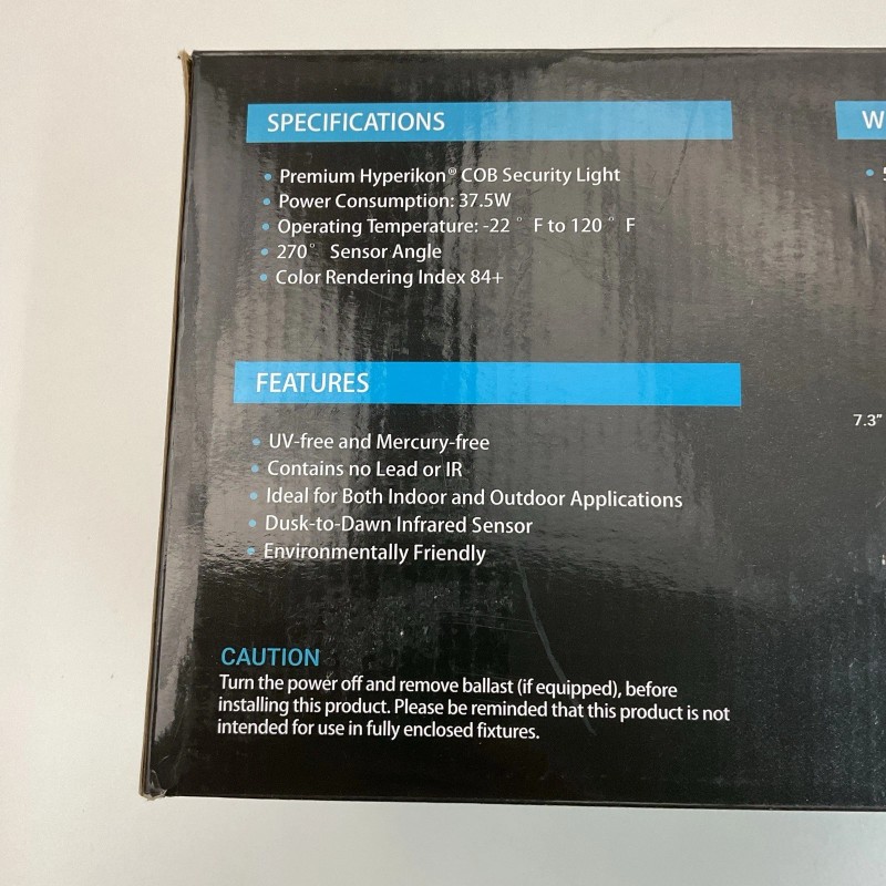 Hyperikon 3-Head LED Security Flood Light 37.5W Wide Angle Motion