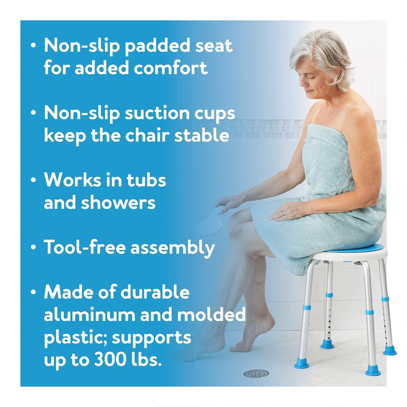 Carex Swivel Shower Stool With Padded Seat, Shower Seat For