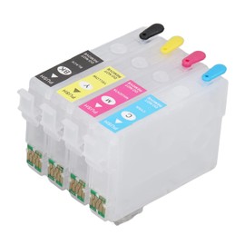Refillable Ink Box, 4 Color Reusable Ink Cartridge with Permanent Chip for Photo Document Printing (T1811/T1812/T1813/T1814)