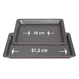 Guardini, Rossana 2.0 Extendable Rectangular Baking Tray 33 x 37/52 cm Steel with Non-Stick Coating Red / Grey Rustproof