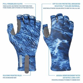 Hot Shot Men's Fingerless Fishing Gloves with UV Protection – UPF 50 Outdoor Cooling Sun Gloves
