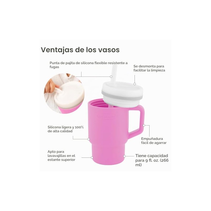 Infantino My 1st Tumbler, Vaso Entrenador con Popote, 266 ml,