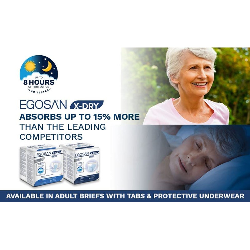 Egosan Adult Incontinence Diaper Briefs 8 Hour X-Dry Protection for