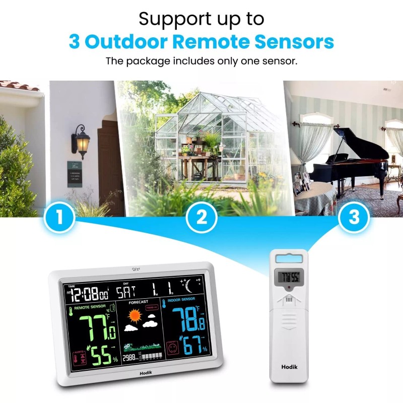 HODIK Weather Station with Atomic Clock Indoor Outdoor Thermometer Wireless,