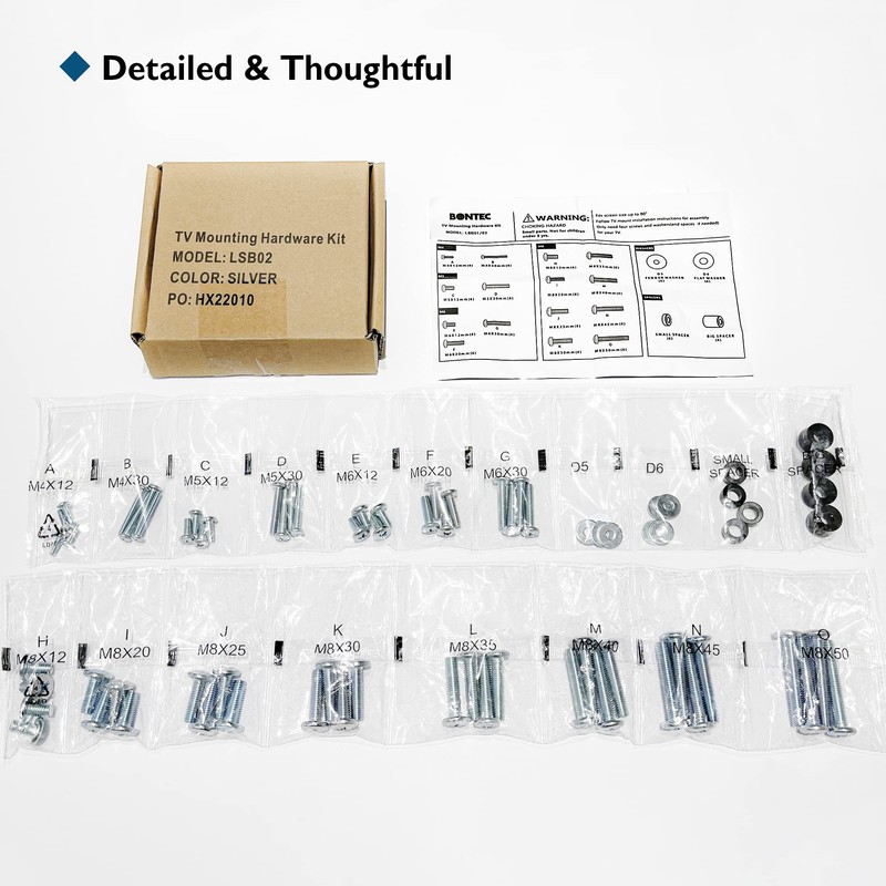BONTEC Universal TV Mounting Hardware Kit Compatible with Most TVs