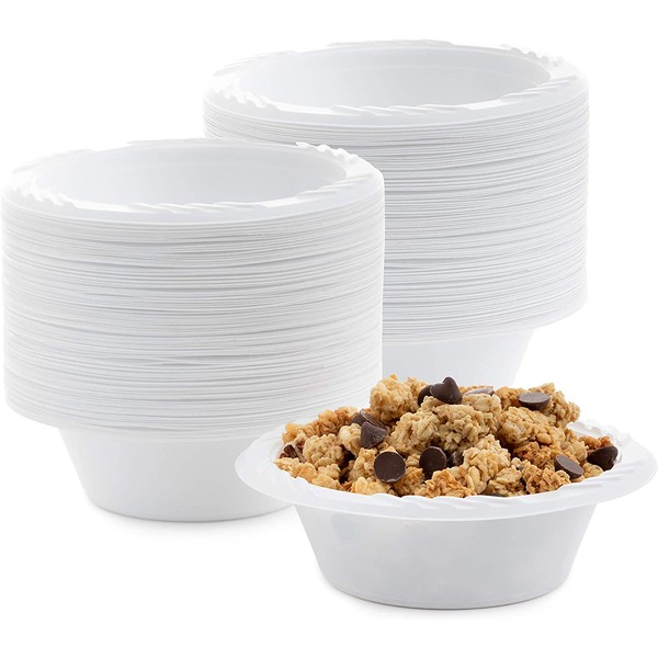 White 12 oz. Plastic Bowls - 100 Count(styles may vary)