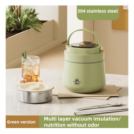 XLRPAT 46 oz portable double-layer vacuum insulated fashionable lunch box is made of BPA-free materials and 304 stainless steel. It is a necessary choice for your dining and gift giving.（Green）