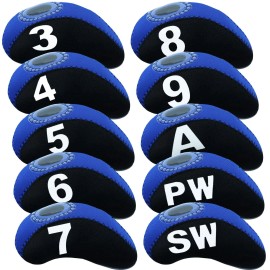 FINGER TEN Neoprene Golf Club Covers for Irons 10pcs Set with Top Window Dustproof Water...