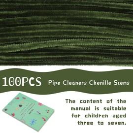 Giwrmu 100 Pieces Pipe Cleaners Chenille Stem, Grass Green Pipe Cleaners Craft, Fuzzy Sticks Craft Supplies, Colored Pipe Cleaner for Creative Handmade DIY Art Craft Project