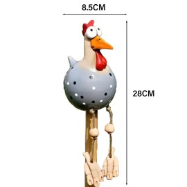 DYOUen Chicken Decorative Garden Handmade Garden Stake Rooster Garden Statue Hen Garden Decoration Chicken Garden Figure Resin Garden Decoration for Outdoor Balcony Living Room (Grey)