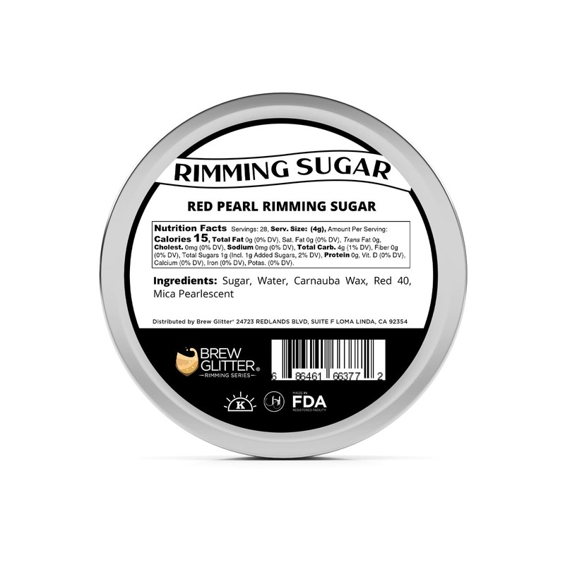 Brew Glitter - Red Rimming Sugar (4oz, 1x Bar Tin)