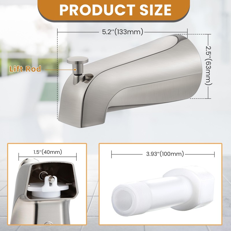 Dreyoo Tub Spout (Universal Fits 1/2" Copper Pipe, 1/2" IPS