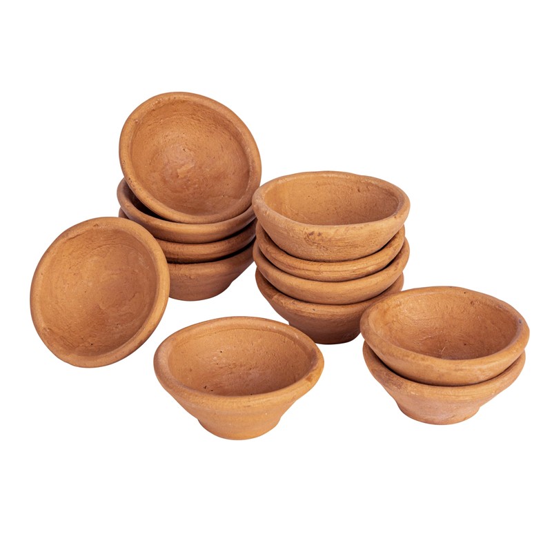 Creative Co-Op Terracotta Bowl in Jute Bag, Set of 12