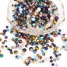 DOINEUFL 500 Pcs Glass Beads for Jewellery Making 29 Colors Crystal Beads for Crafting, 4/6mm Glass Beads for Bracelet Making