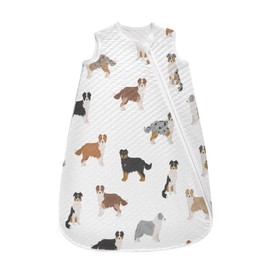 Australian Shepherd Dog White Baby Wearable Blanket,Swaddle Transition Sleeping Bag for Infant,Sleep Sack for Newborn Babies,Sleep Suit for Toddler 6-12M