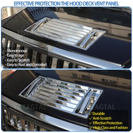 Fgtagtal Hood Deck Vent Panel Trim Compatible with Hummer H2 2003-2009, Front Hood Vent Louver Cover, ABS Hood Deck Vent Panel Covers Trim Moulding (Bright Silver)
