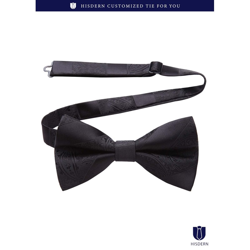 HISDERN Men's Bowtie, One-Touch Bowtie, with Chief, Adult, Weddings, Hook
