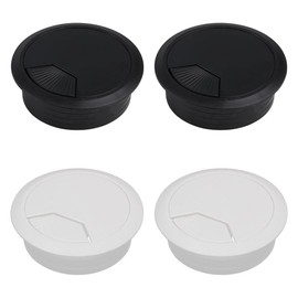YFTRFR 4 Pcs Desk Cable Hole Cover Plastic PC Computer Wire Hole Cover Desktop Cable Grommet Round Wire Organizer Caps for Management Home Office and Computer Desk Wires (50mm)