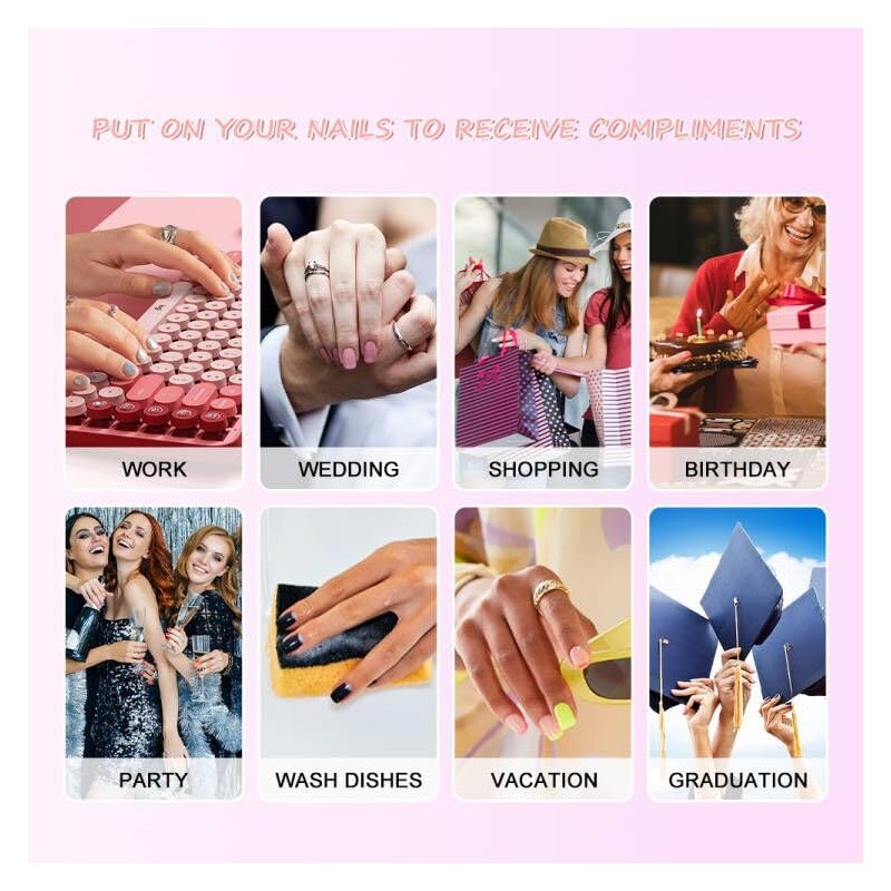 CoolNail Red Wine False Nails Tips Solid Color Square Full