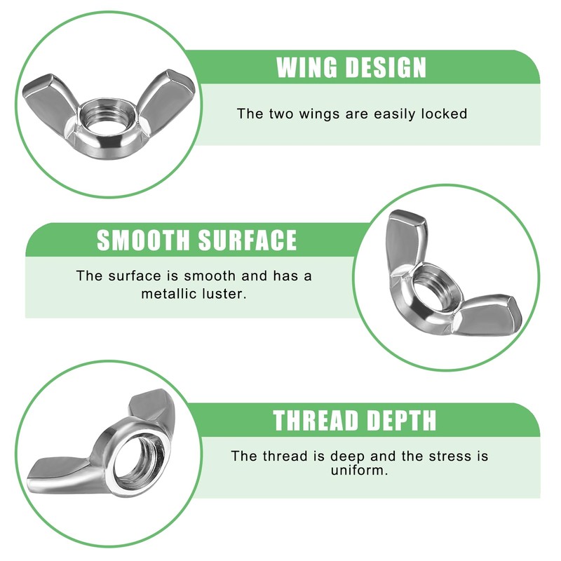 25 Pcs M8 Wing Nuts, Butterfly Nuts, Stainless Steel Butterfly
