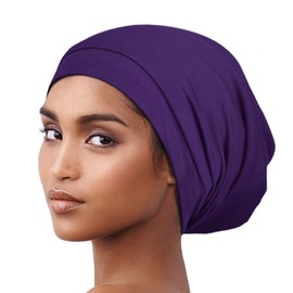 Alnorm Trendy Oversized Stretchy Slouchy Beanie Hat Soft Warm Cap Purple