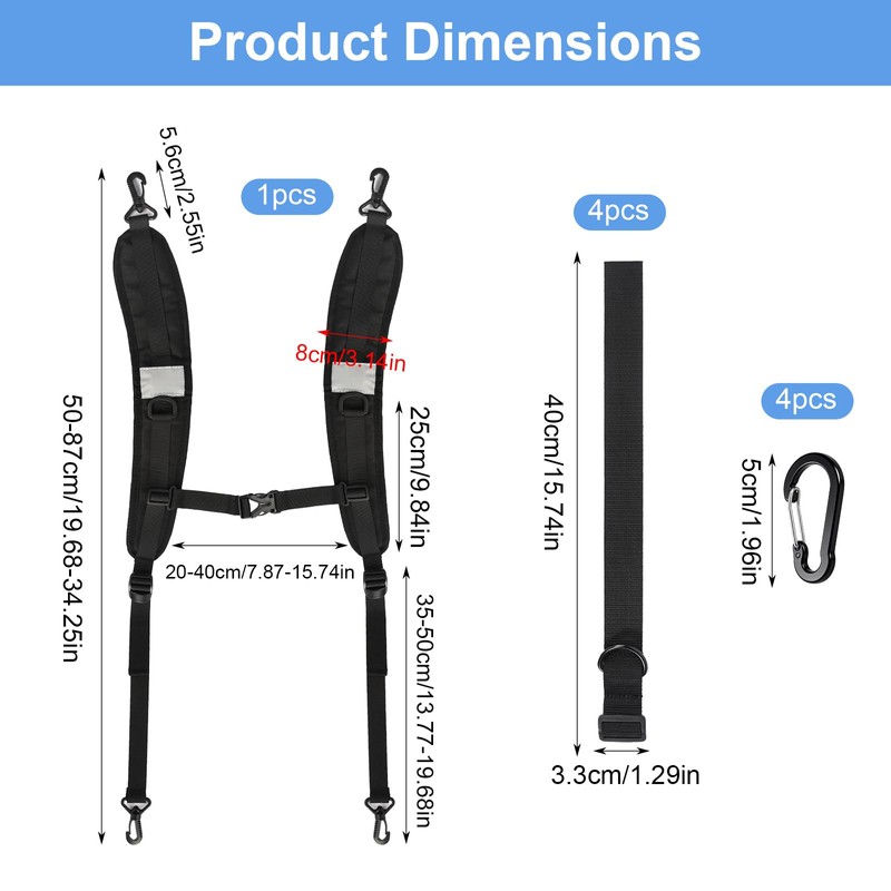 Kzanvov Backpack Straps, Adjustable Backpack Shoulder Strap, Replacement Padded Shoulder