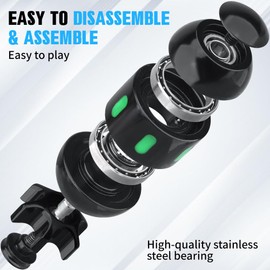 Dilabnda Atomic Bomb Metal Fidget Spinner Toy for Adults Kids, Cool Light Up Fidget Hand Finger Spinner Cube Toy, Sensory 2 in 1 Fingears Spinning Toys Gifts (Black)