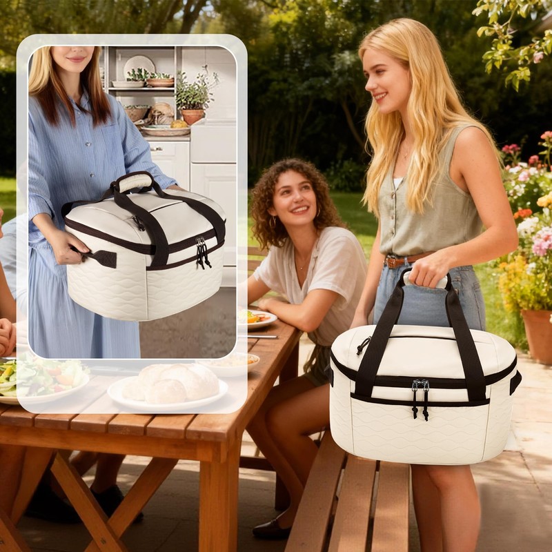 LUXJA Insulated Slow Cooker Bag Compatible with Crock Pot, Beige