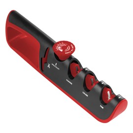 ShanSon Knife Sharpener with Adjustable Angle Guide 4 in 1 Stage Manual Sharpener,Ceramic Stone,Tungsten Carbide Plates and Diamond rods Ideal Kitchen Knife Sharpener for Home Chefs,Red