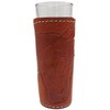 Needzo Brown Leather Shot Glass Holder with Decorative Bottom, Carved