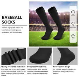 Baseball Socks and Belt Combo Set for Kids, Youth, and Adults, Adjustable and Comfortable Elastic Fit for Boys and Girls Playing Softball or Tee Ball(Kid, Black)
