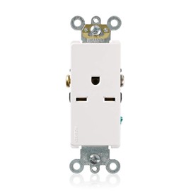 Leviton 16651-W 15 Amp, 250 Volt, Decora Plus Single Receptacle, Straight Blade, Commercial Grade, Self Grounding, White