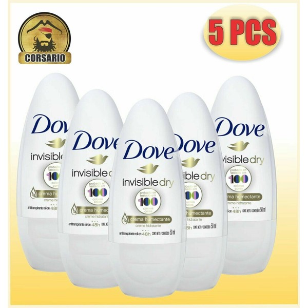 5 X DOVE INVISIBLE DRY ALCOHOL FREE ROLL ON WOMEN 50ML