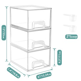 VEGEVIGI VEGEVIGI Laundry Pods Container and Laundry Detergent Powder Container Set, Dishwasher Pods Holder Set, Dryer Sheet Holder, Laundry Room Organization and Storage for Booster Beads, 3 PACK